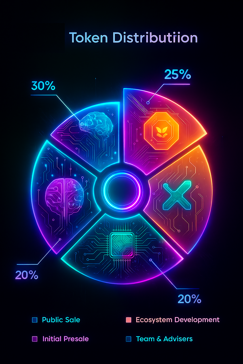 Pie chart of SPCX90P token distribution